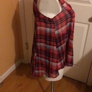 Ashley Stewart red plated blouse pre-owned in good condition